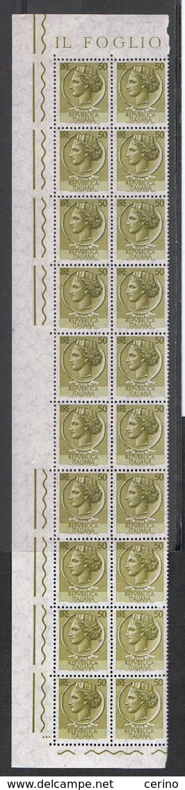REPUBBL.  VARIETA': 1961/66  TURRITA  -  £. 50  OLIVA  BL. 20  N. -  ST.  IV  ARABICA  -  C.E.I. 759-I - Blocchi & Foglietti