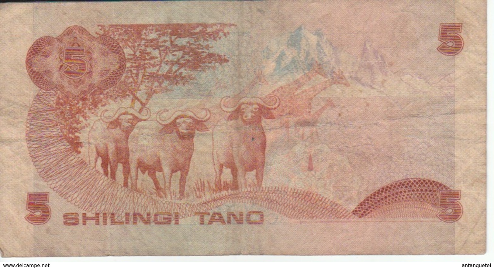 Billet Du Kenya—5 Shillings—1982—Etat Moyen - Kenya