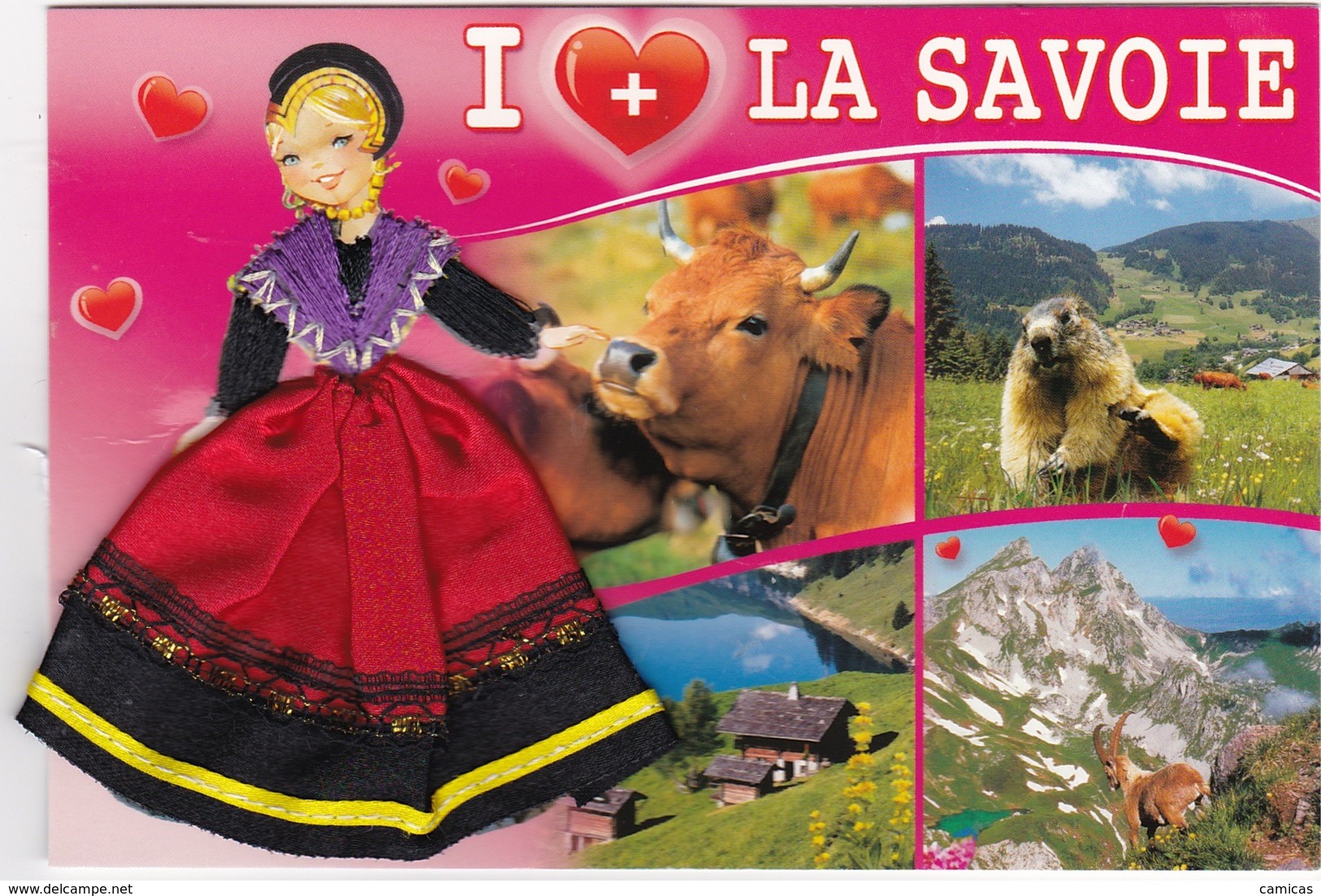 CARTE BRODEE:  LA SAVOIE Multivues - Embroidered