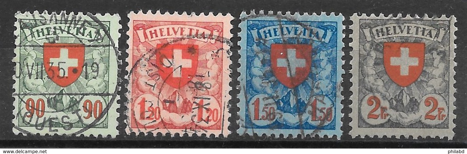 Suisse N°208 à 211 1924-27 O - Gebruikt