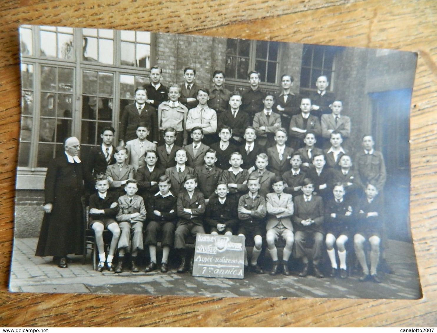 NAMUR:PHOTO CARTE DES ELEVES DE L'INSTITUT SAINT AUBAIN ANNEE SCOLAIRE 1945/46-7 EME ANNEE A - Namur