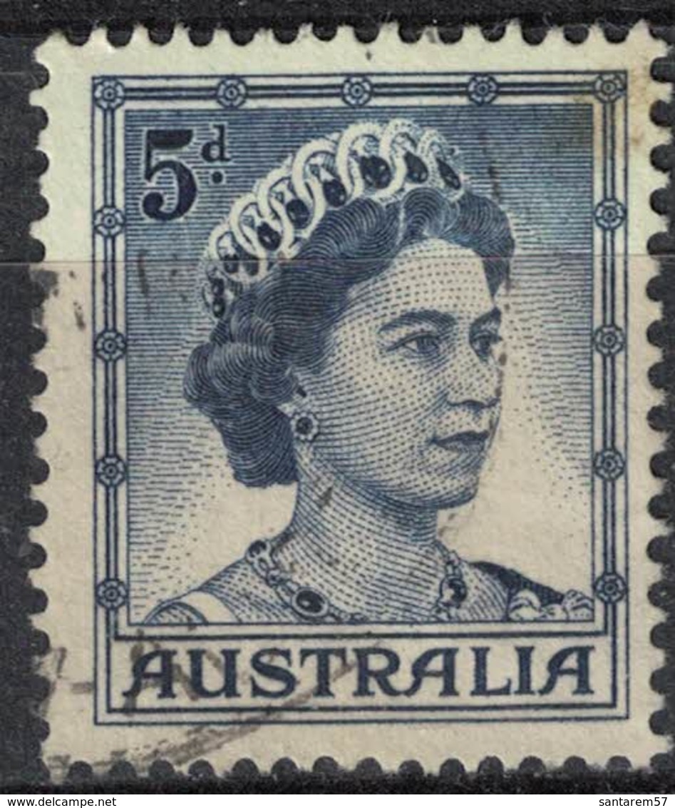Australie 1959 Oblitéré Used Queen Reine Elizabeth II Type A Violet Bleu SU - Used Stamps
