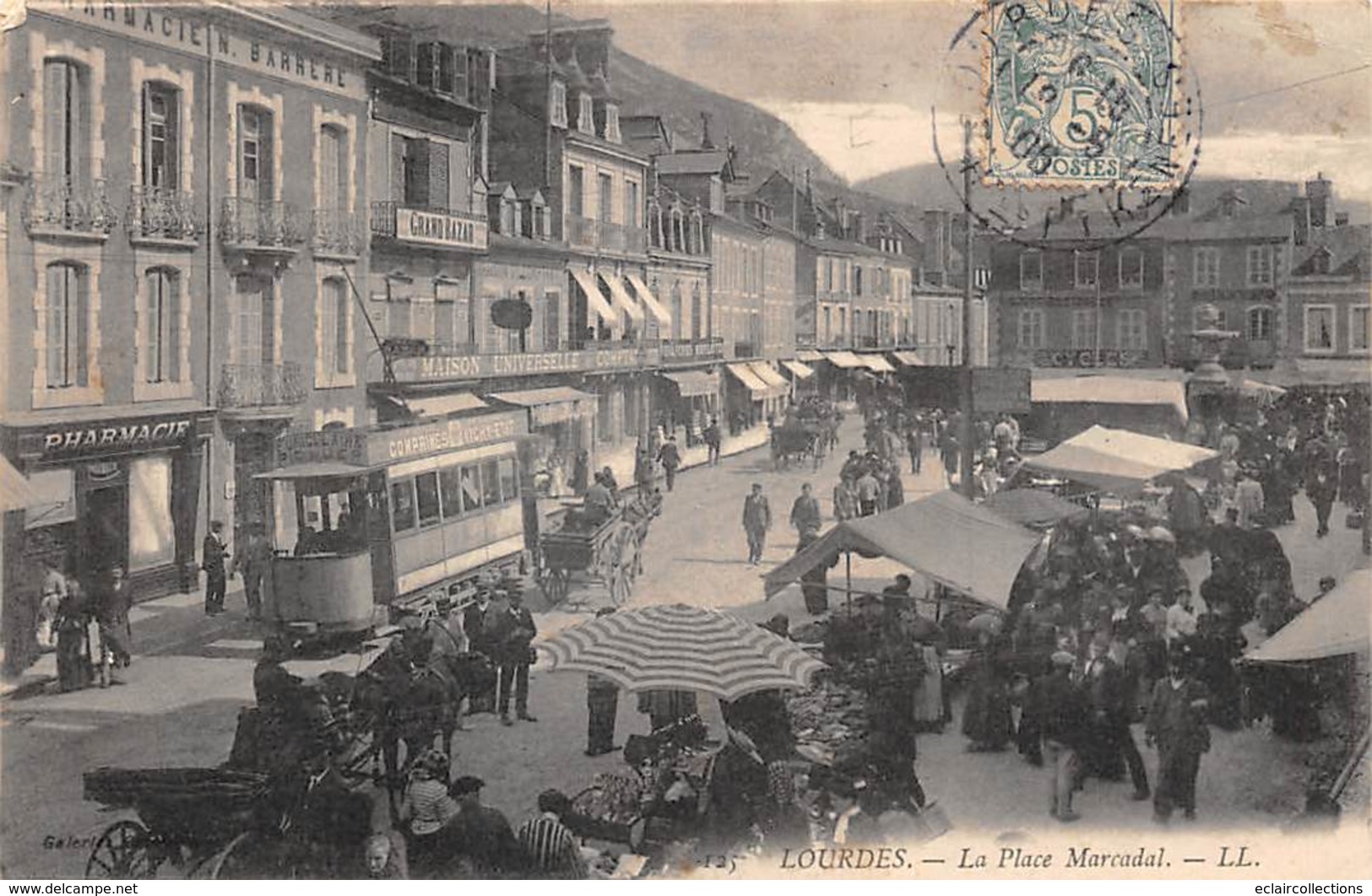 Lourdes        65       Ensemble de  9 Cartes  dont: Marché, Rues,Tramway, Hôtel.     (voir scan)