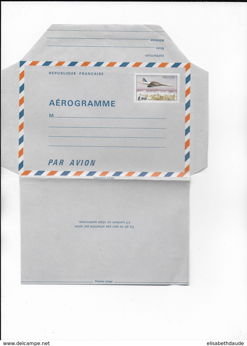 CONCORDE - 1978 - LETTRE AEROGRAMME COMPLETE 1,90 - Aérogrammes