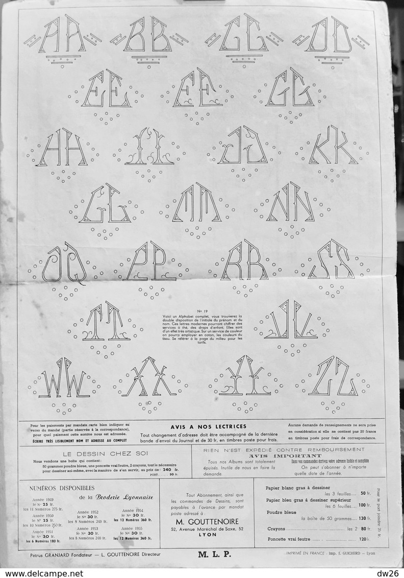 La Broderie Lyonnaise, Journal De Broderies Pour Trousseaux - N° 1127, 1er Janvier 1956 - Fashion