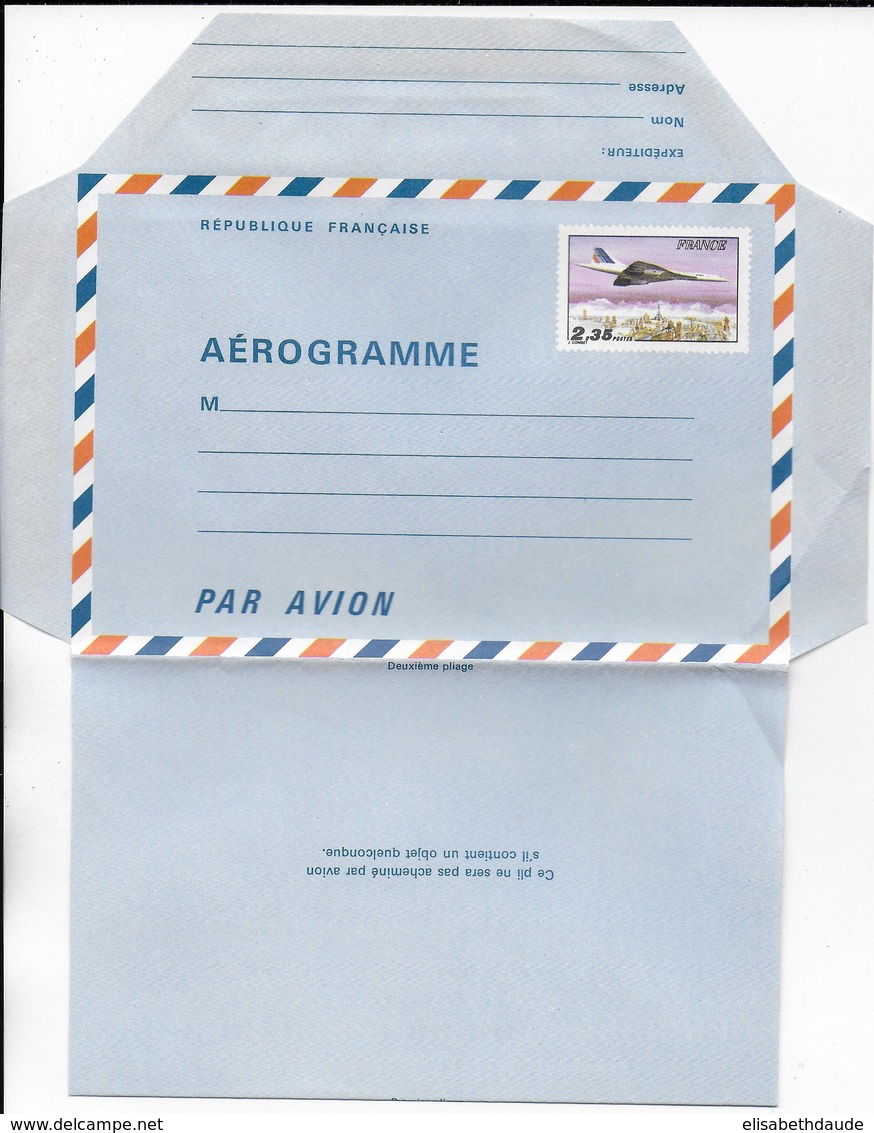 CONCORDE - 1980 - LETTRE AEROGRAMME COMPLETE 2.35 - Aerogramas