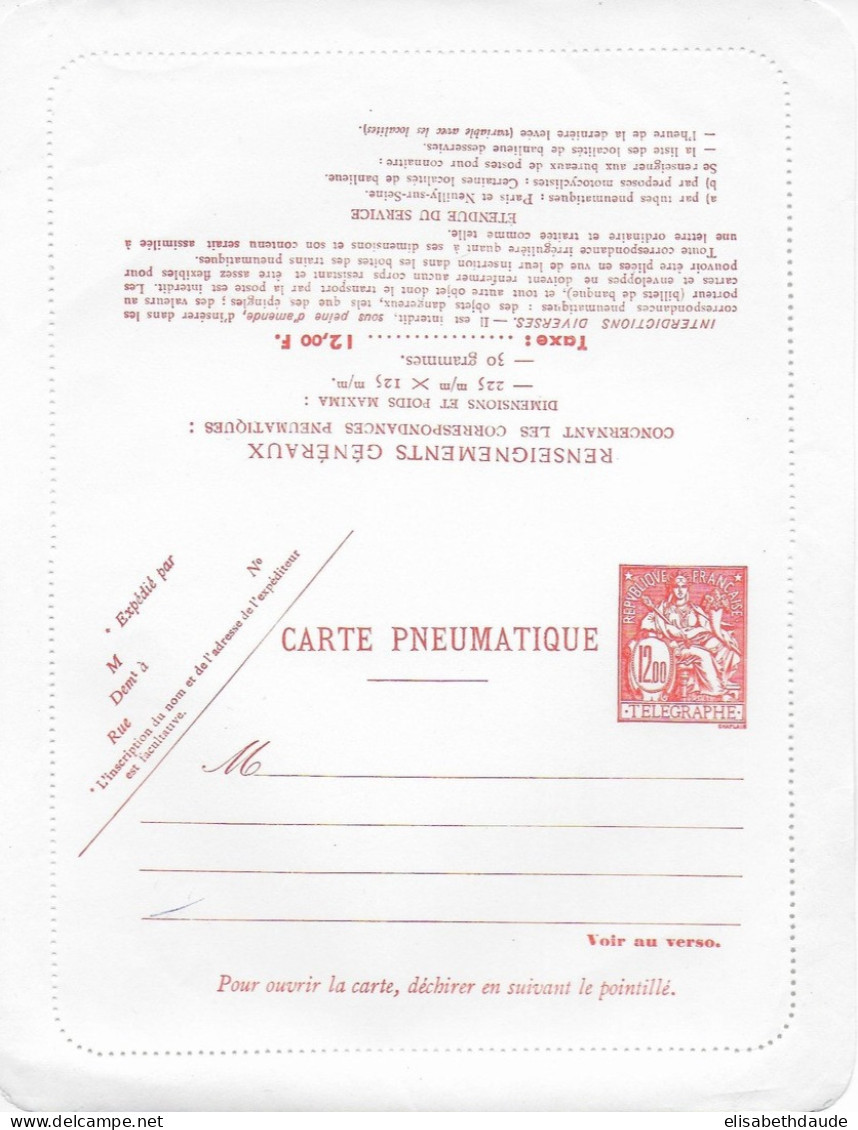 1981 - DERNIERE CARTE LETTRE PNEUMATIQUE EDITEE ! NON PLIEE ! - Neumáticos