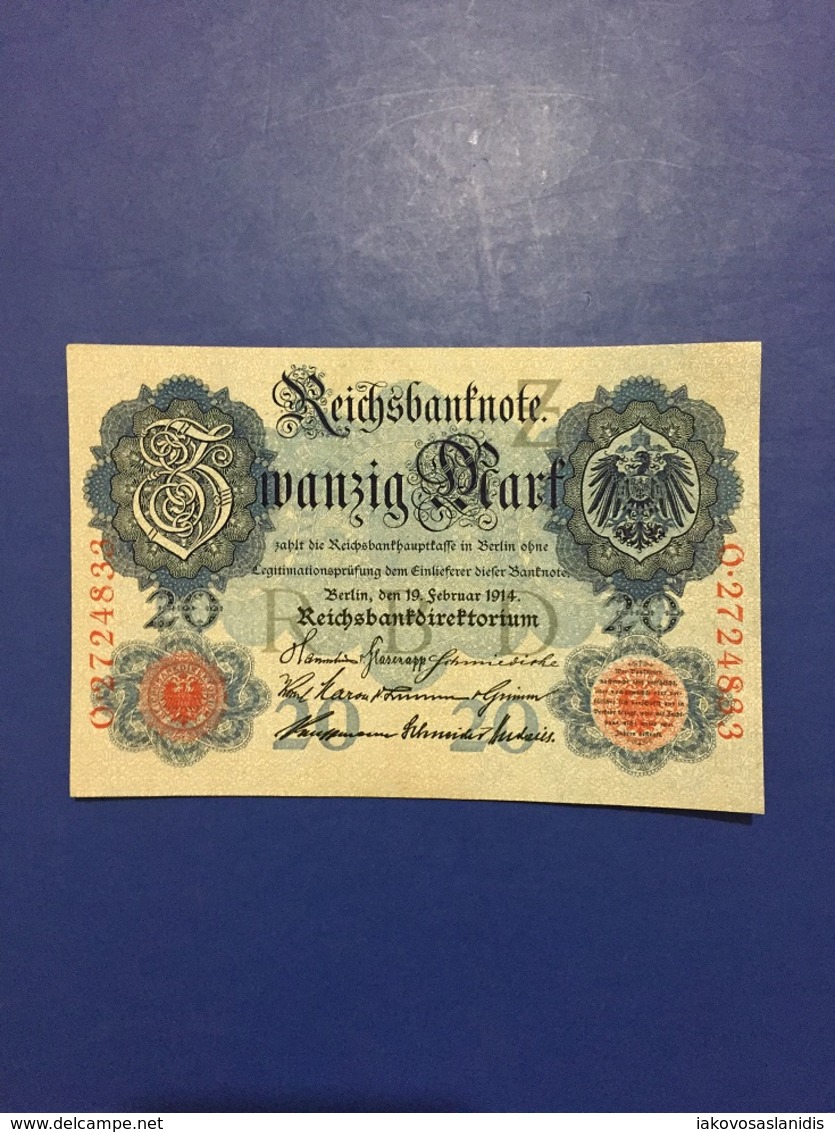 GERMANY  BANKNOTE 20 MARK 1914  UNC - 20 Mark