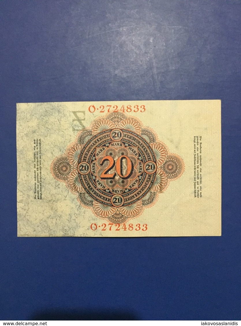 GERMANY  BANKNOTE 20 MARK 1914  UNC - 20 Mark