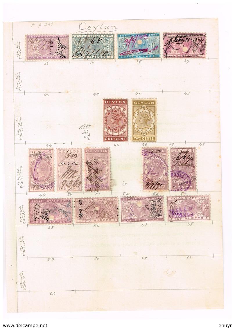 Ceylan 1873 - 1822. Stamp Duty  Old Revenues Fiscaux Ancienne Collection Old Collection872 - 1873 - Ceylon (...-1947)