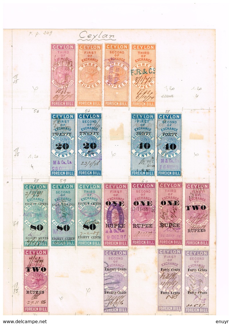 Ceylan  Foreign Bill . 1875-1885. Old Revenues Fiscaux Ancienne Collection Old Collection - Ceylon (...-1947)