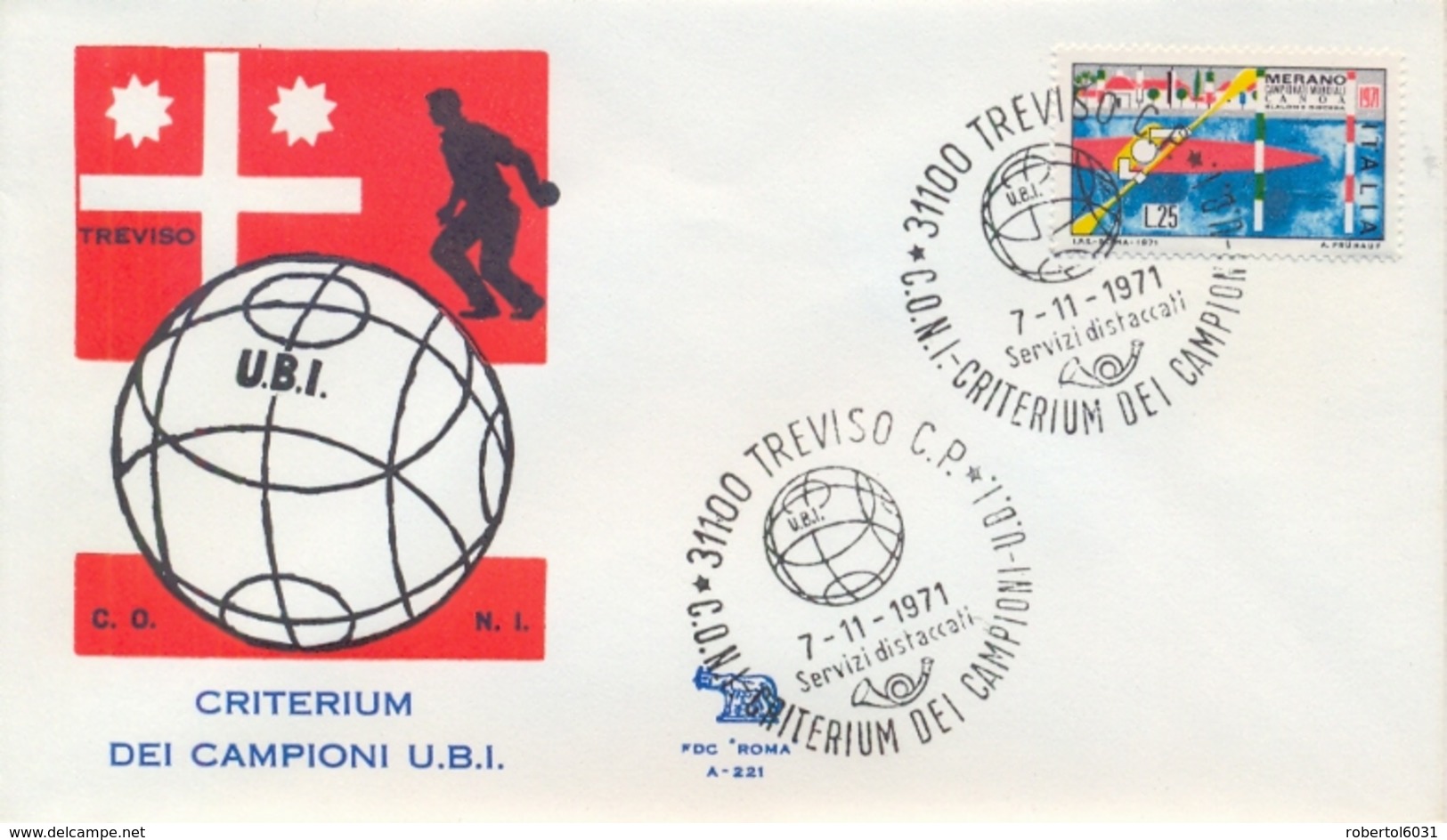 Italia 1971 Annullo Speciale Su Busta Treviso Criterium Dei Campioni UBI Bocce Bowls - Pétanque