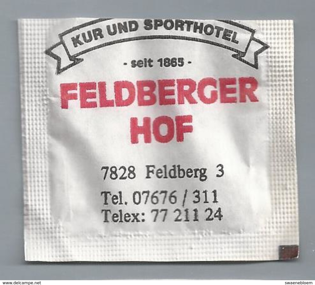 Suikerzakje.- FELDBERG. FELDBERGER HOF. SCHWARZWALDHOTEL RUHBÜHL, LENZKIRCH. Suiker Sucre Zucchero Zucker Sugar - Suiker