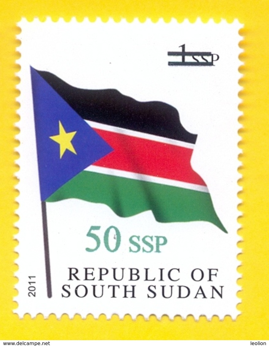 SOUTH SUDAN 2017 Surcharge Overprint VARIETY Thin Font 50 SSP On 1 SSP Flag Stamp Südsudan Soudan Du Sud - Zuid-Soedan