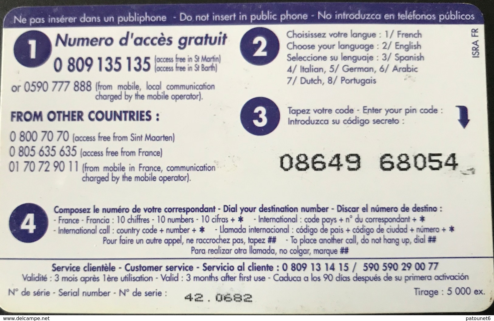 ANTILLES FRANCAISES  -  InterCard 15 Euros - DAUPHIN Telecom - " Marigot Morning " - Antillas (Francesas)