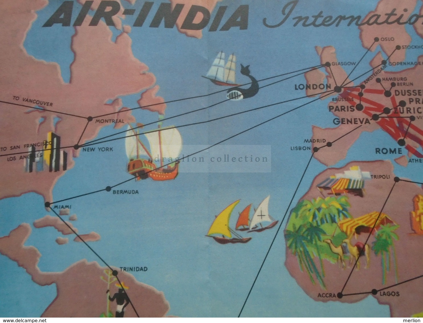 ZA261.9  AIR INDIA International TIMETABLE  1956 Flugplan - Monde