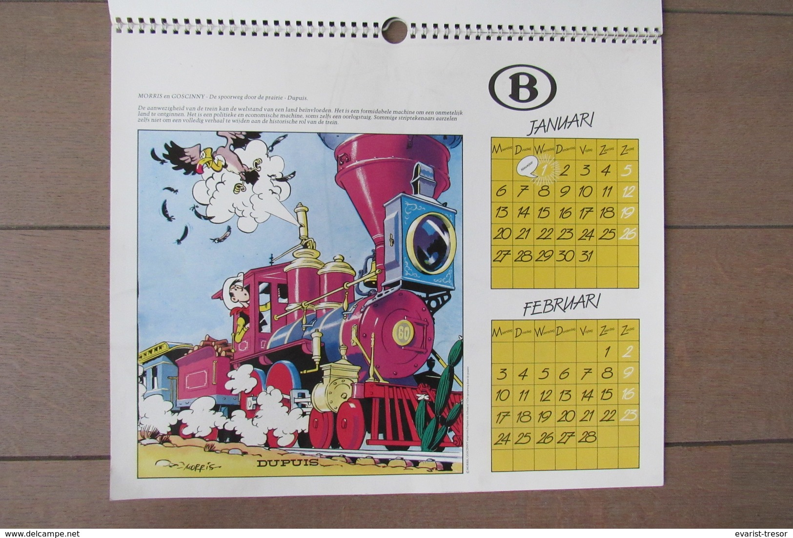 Kalender 1986 Belgische Spoorwegen Train Trein Hergé, Tintin, Suske En Wiske, Lucky Luke - Andere & Zonder Classificatie