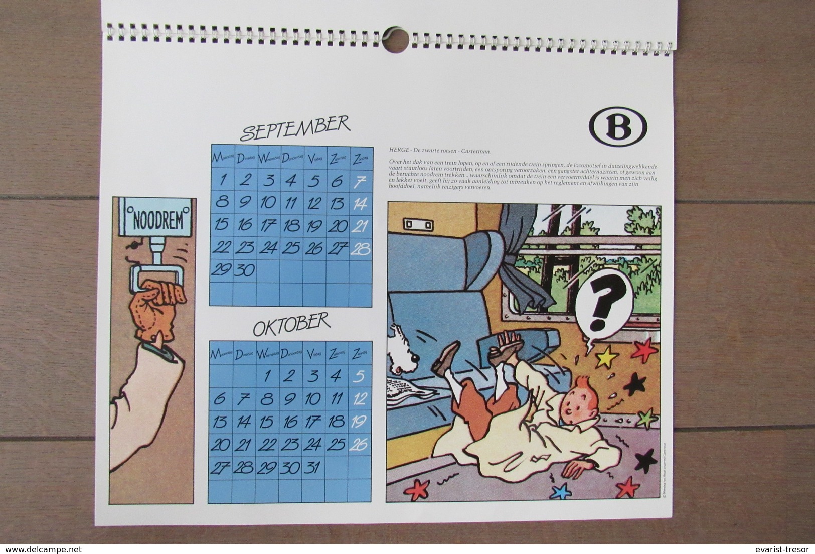 Kalender 1986 Belgische spoorwegen train trein Hergé, Tintin, Suske en Wiske, Lucky Luke