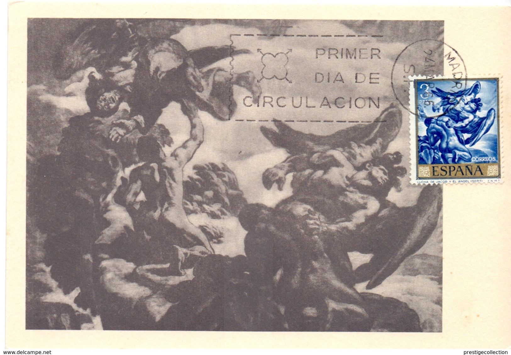 MADRID LUCHA DEJACOB Y EL ANGEL  JOSE MARIA SERT  MAXIMUM POST CARD1966  (GENN200835) - Cartoline Maximum