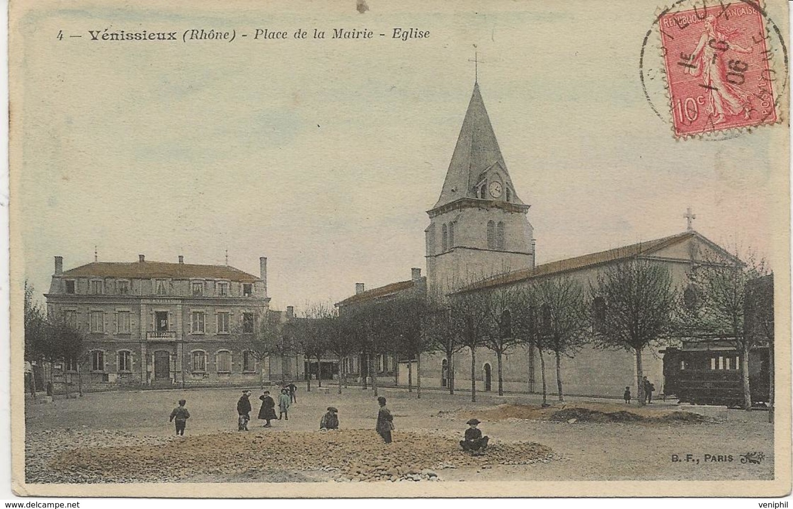 VENISSIEUX -  RHONE -  PLACE DE LA MAIRIE - EGLISE Annee 1906 - Vénissieux