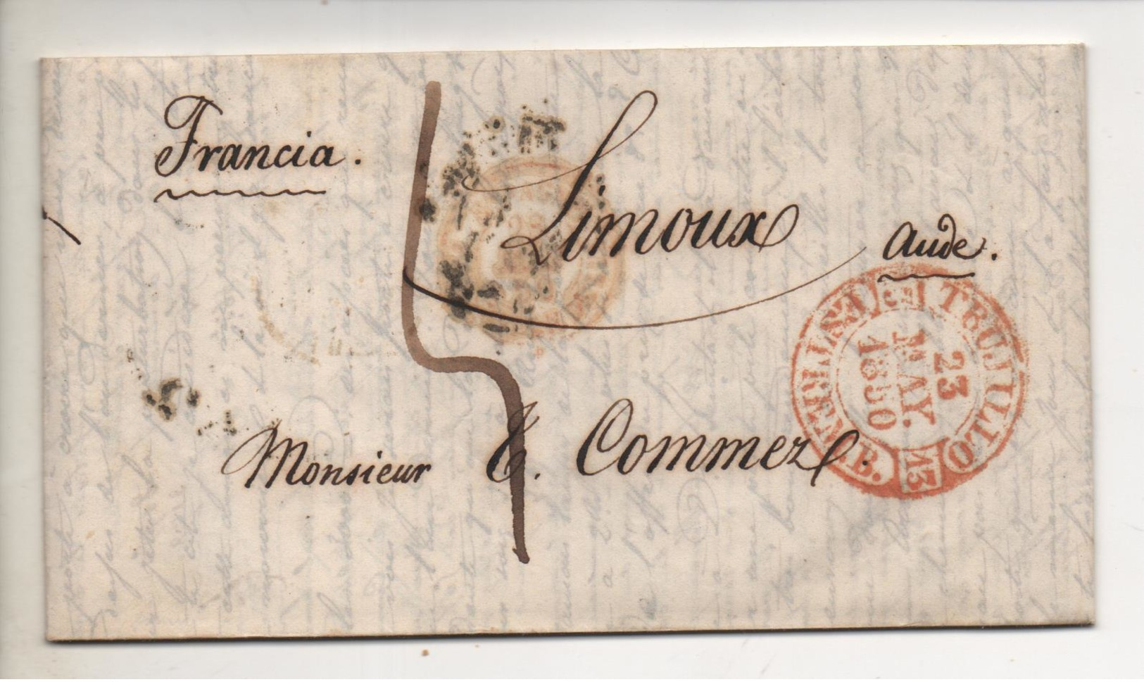 Lettre De TRUJILLO Province De CACERES (Espagne) En Mai 1850 - ...-1850 Préphilatélie