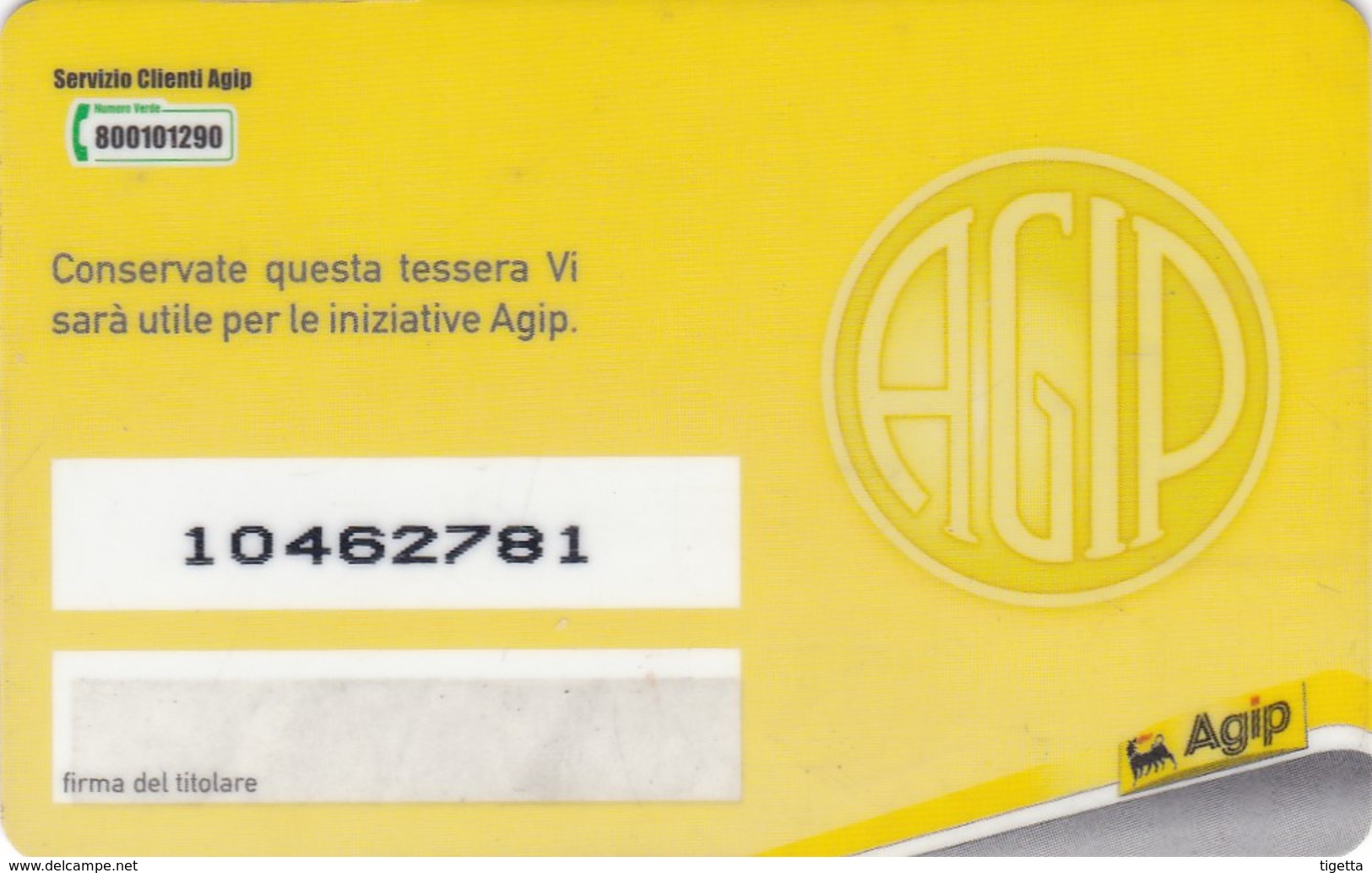 SCHEDE TESSERE SERVIZIO CARBURANTI AGIP CARTA AGIP  NON ATTIVA - Altri & Non Classificati