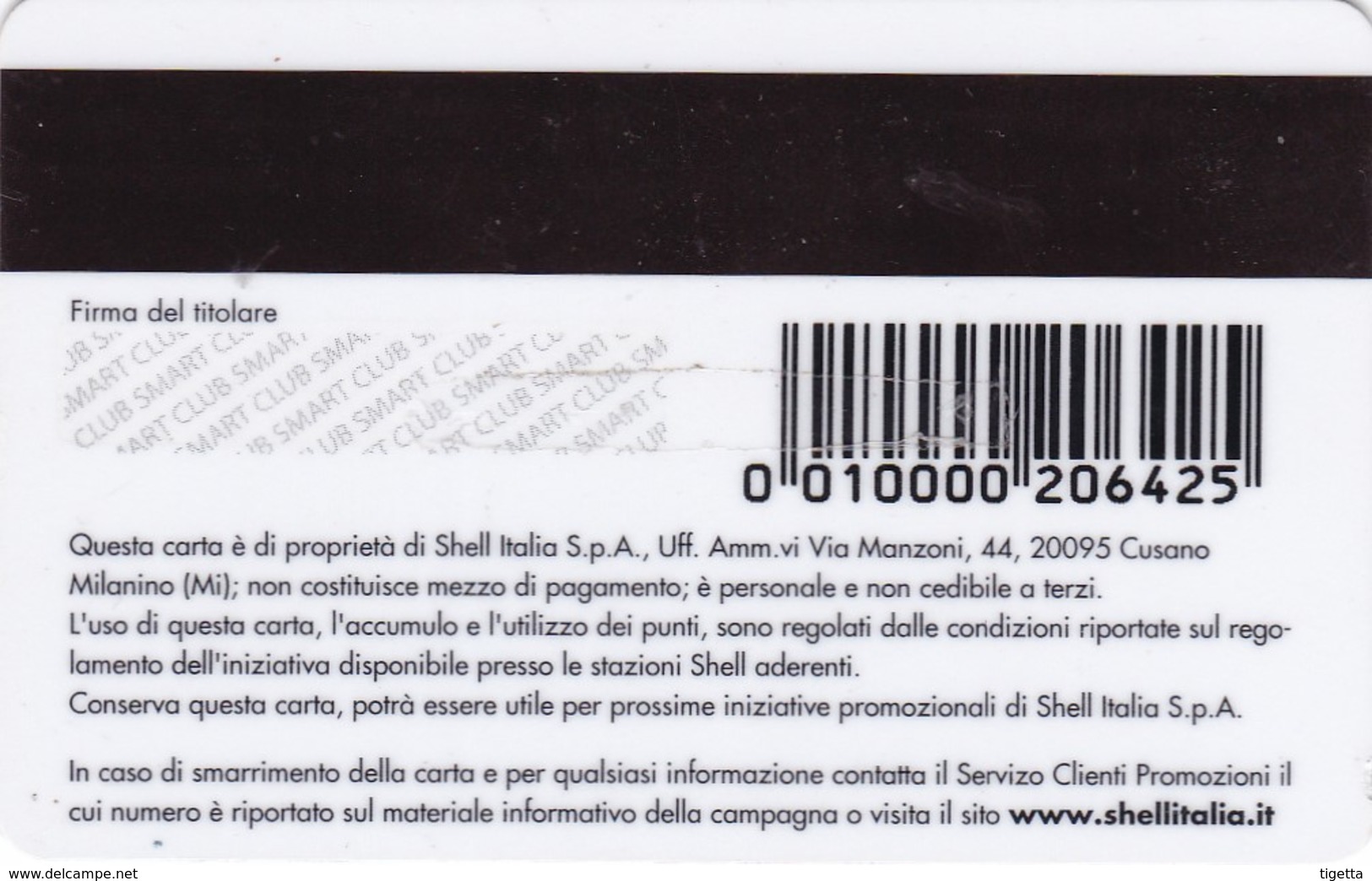 SCHEDE TESSERE SERVIZIO CARBURANTI SHELL CLUBSMART  NON ATTIVA - Altri & Non Classificati