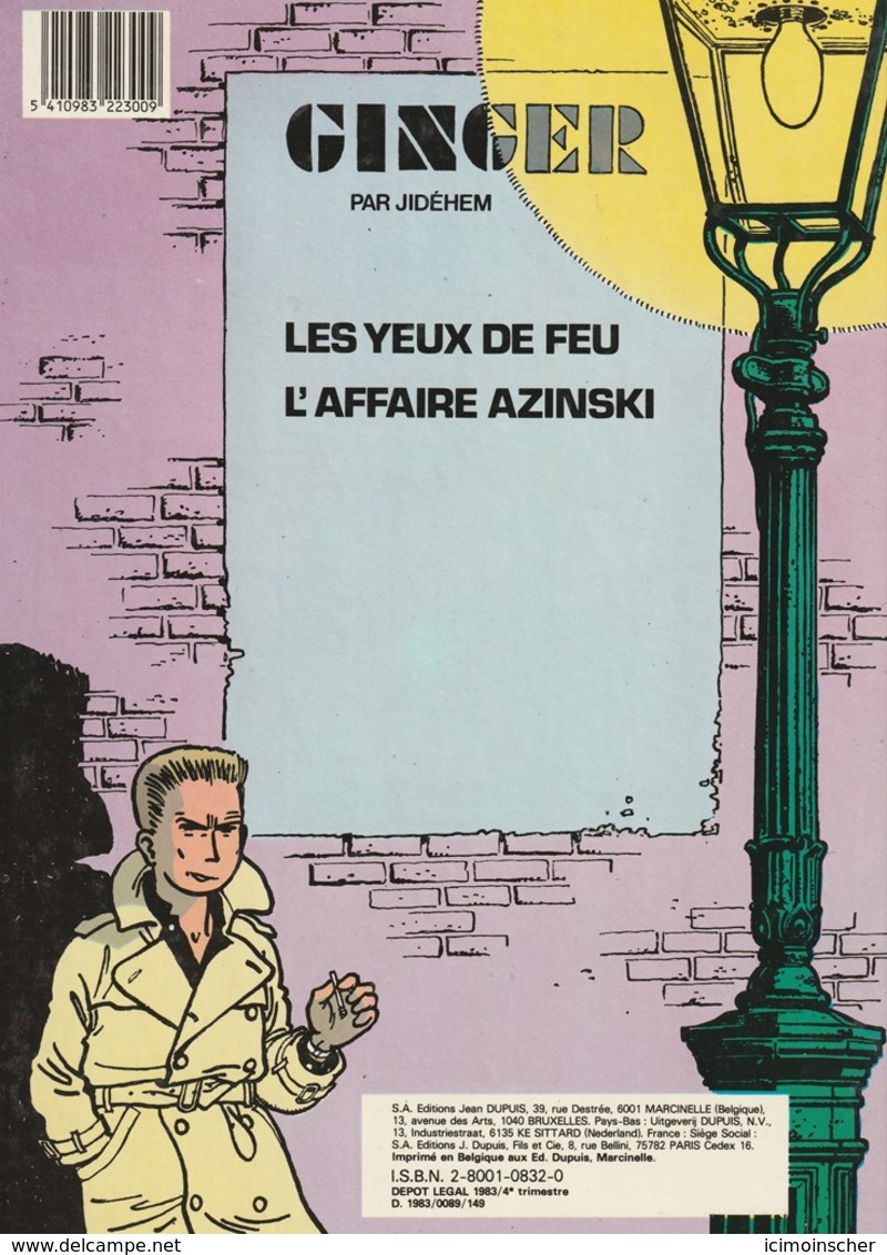 GINGER - LES YEUX DE FEUX - édition Originale 1983 - Ginger