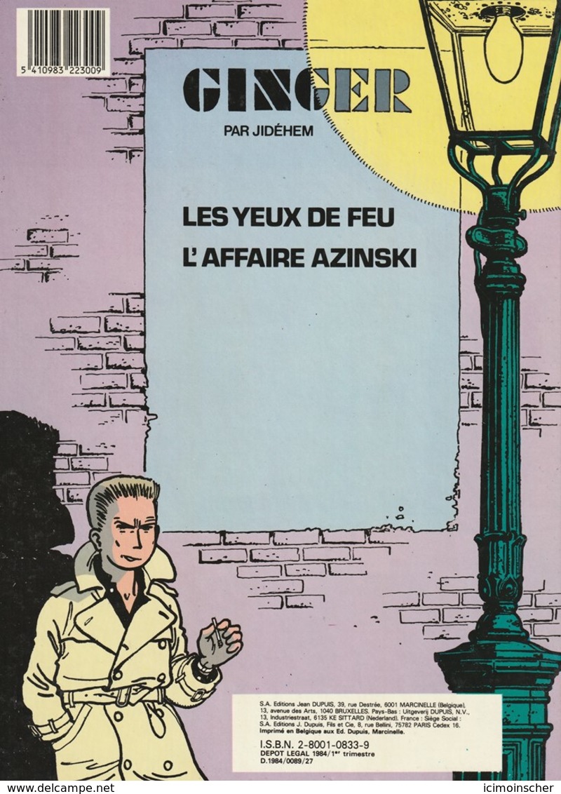 GINGER - L'AFFAIRE AZINSKI - édition Originale 1984 - Ginger