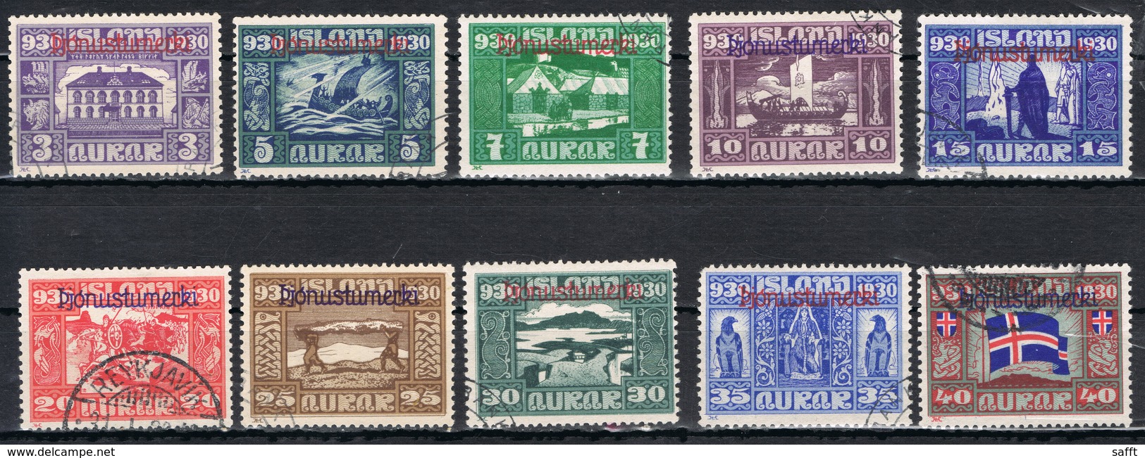 Island Dienst 44/53 Gestempelt - Kurzsatz Allthing 1930 - Dienstmarken