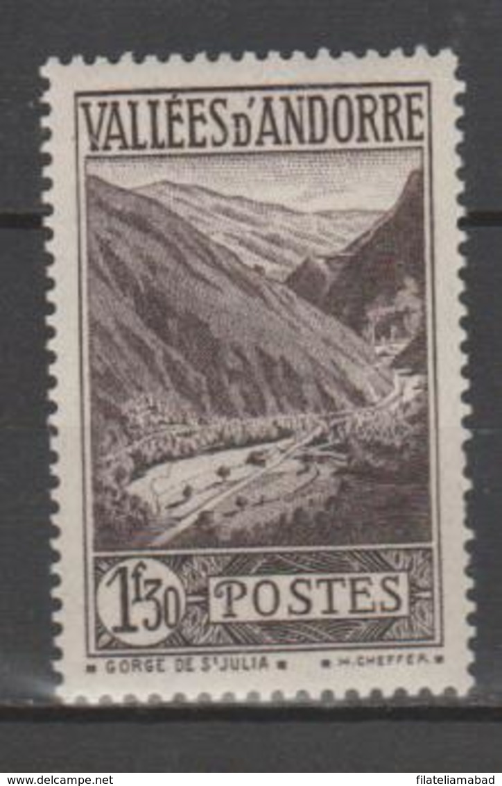 ANDORRA CORREO  FRANCES SELLOS Nº 78  LIGERA SEÑAL DE CHARNELA(C.C) - Nuevos