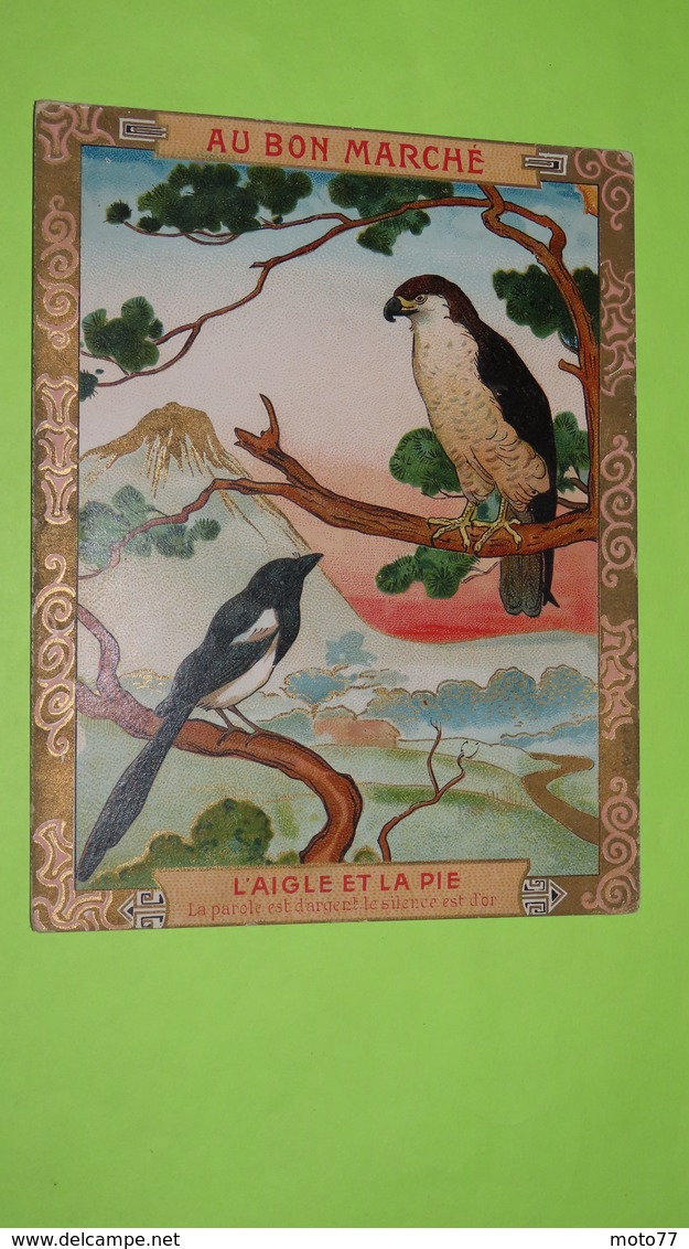 Chromo Image Récompense D'école Vers 1900 - FABLE DE LA FONTAINE - L'Aigle Et La Pie - AU BON MARCHE / 60 - Andere & Zonder Classificatie