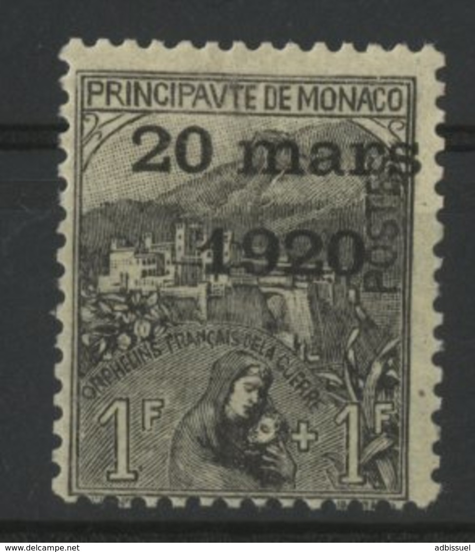 MONACO N° 42 Cote 95 €. 1Fr + 1Fr Noir Sur Jaune. Neuf * (MH). Série Du Mariage De La Princesse Charlotte. TB - Nuovi