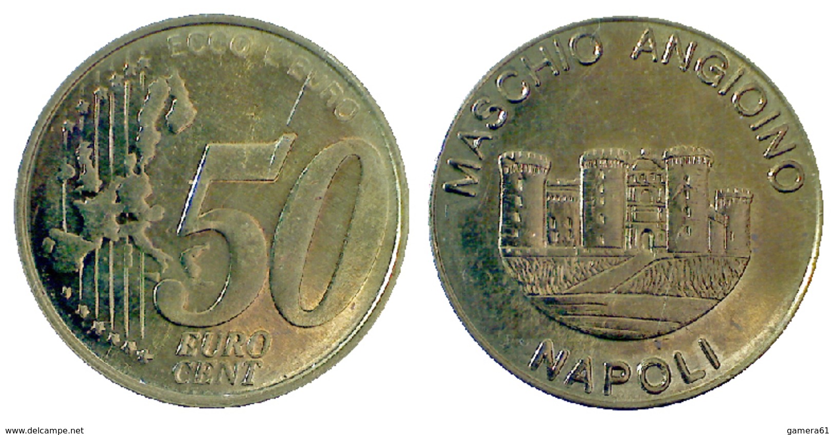 04556 GETTONE JETON TOKEN LOCAL PRE EURO NAPOLI MASCHIO ANGIOINO 50 CENT - Other & Unclassified