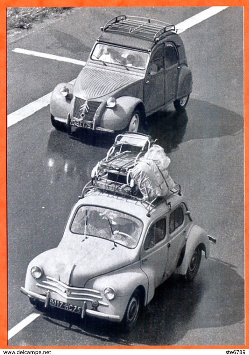 Automobile Citroen 2 CV  2cv Renault 4 CV Voiture Auto Carte Vierge TBE - Voitures De Tourisme