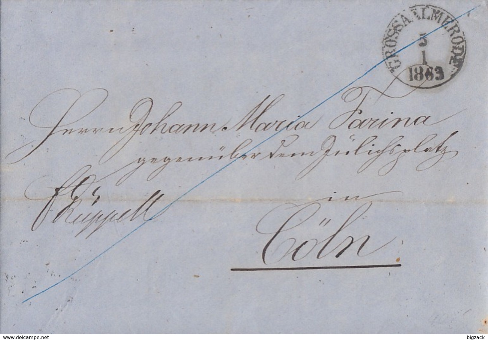 Thurn & Taxis Brief K1 Grossalmerode 5.1.1863 Gel. Nach Cöln Mit Inhalt - Sonstige & Ohne Zuordnung