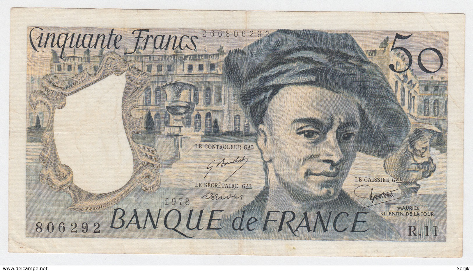 FRANCE 50 FRANCS 1978 VF Pick 152a  152 A - 50 F 1976-1992 ''Quentin De La Tour''