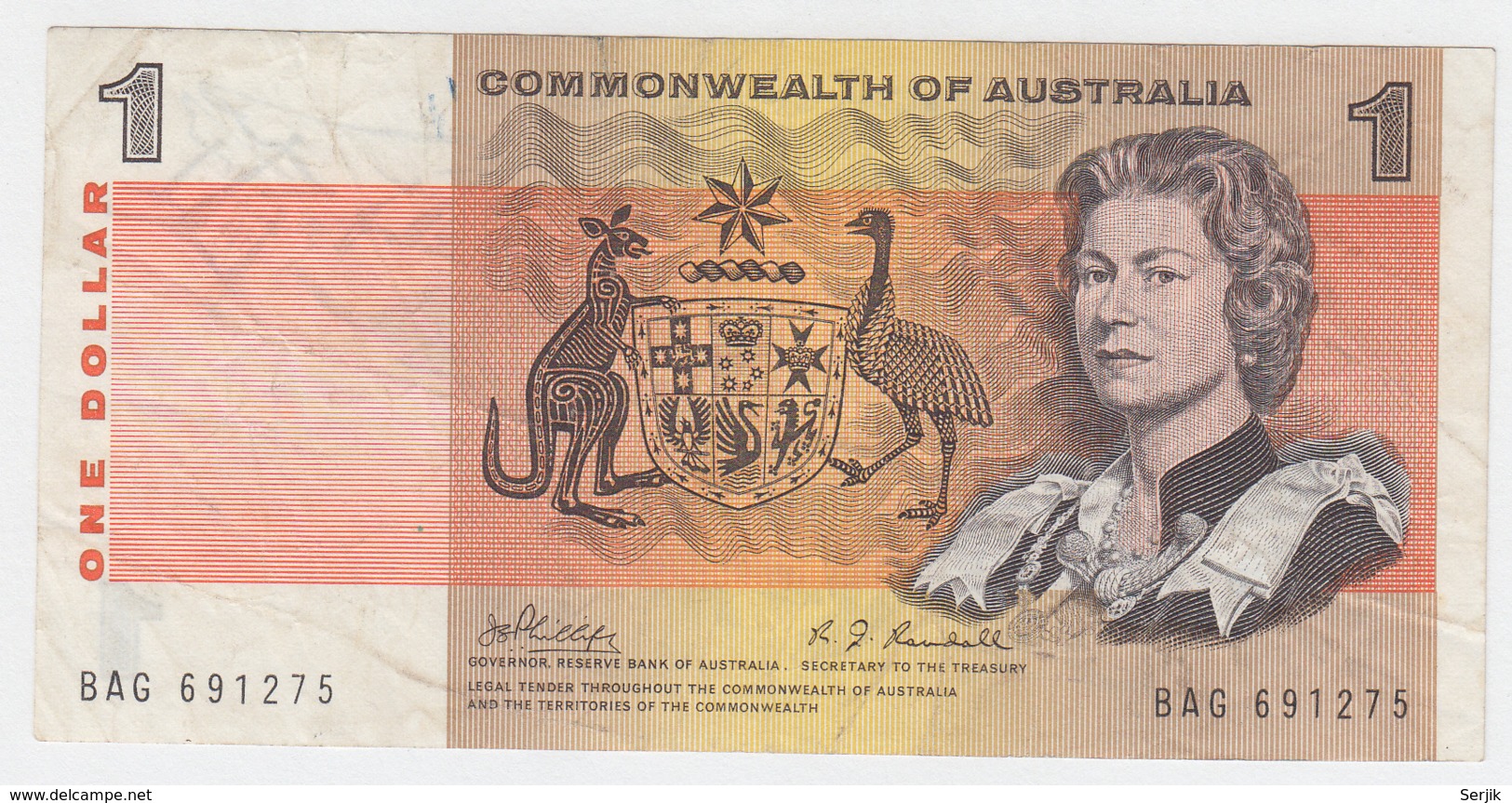 Australia 1 Dollar 1969 VF+ CRISP Banknote Pick 37c 37 C - 1966-72 Reserve Bank Of Australia