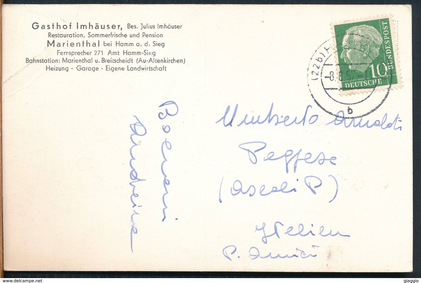 °°° 17292 - GERMANY - MARIENTHAL BEI HAMM A.D. SIEG - 1957 With Stamps °°° - Hamm