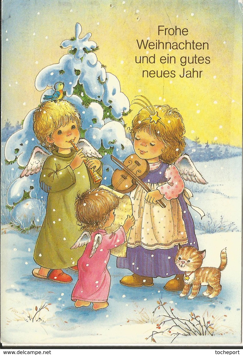 JOYEUX NOEL WEIHNACHTEN CHRISTMAS Illustrateur  BONNE ANNEE ENFANT KINDER SAPIN NEIGE CHAT VIOLON ANGE ENGEL - Santa Claus
