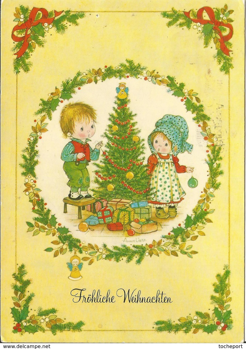 JOYEUX NOEL WEIHNACHTEN CHRISTMAS Illustrateur  ANNE LIESA BONNE ANNEE ENFANT KINDER SAPIN DE NOEL CADEAUX 1979 - Santa Claus