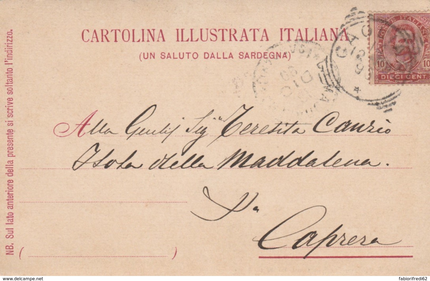 CARTOLINA 1898 10 C. PANORAMA D'ARITZO (NUORO) -TIP.DESSI SASSARI (KX281 - Nuoro