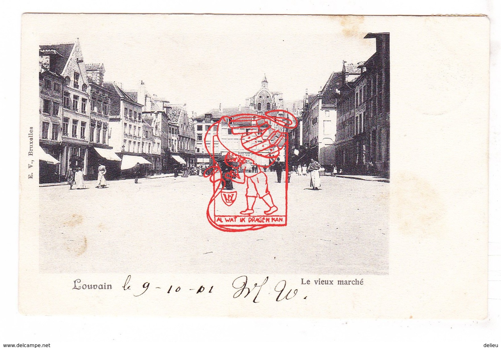 PK 3x Leuven - Stationstraat Met Paardentram 1903 / Oude Markt 1901 & 1917 Feldpost - Leuven
