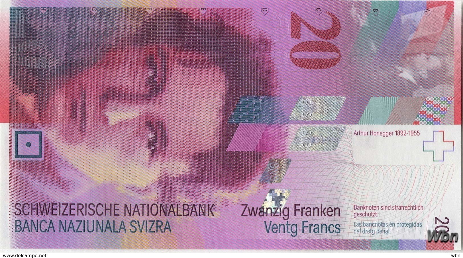 Suisse 20 Francs (P69h) 2014 (Pref: N) -UNC- - Svizzera