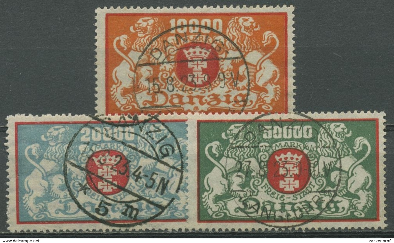 Danzig 1923 Freimarken Staatswappen 147/49 Gestempelt, Massenentwertung - Andere & Zonder Classificatie