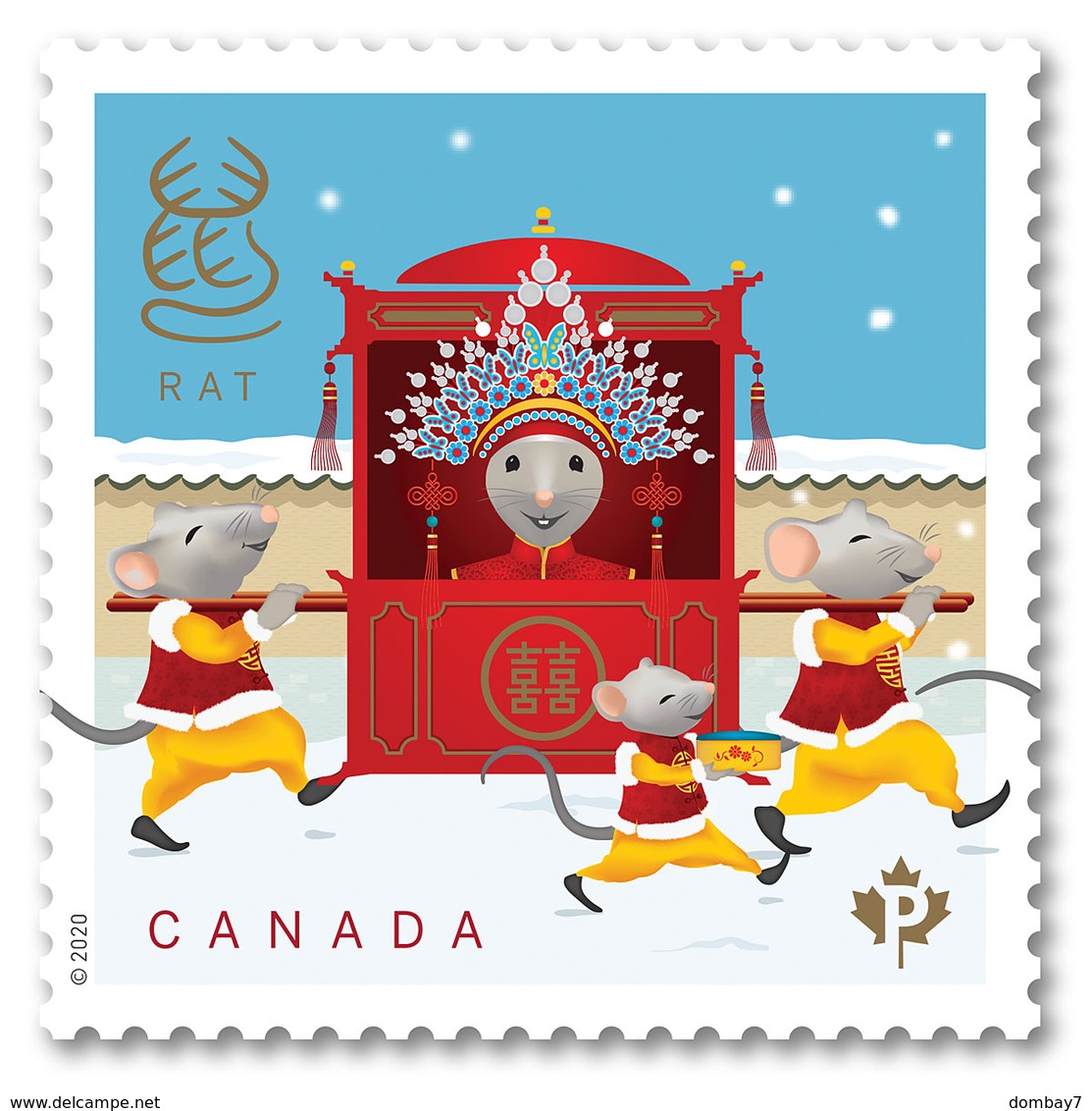 2020 = RAT LUNAR NEW YEAR = UPPER LEFT BLOCK OF 4 FROM SHEET OF 25  MNH CANADA - Astrology