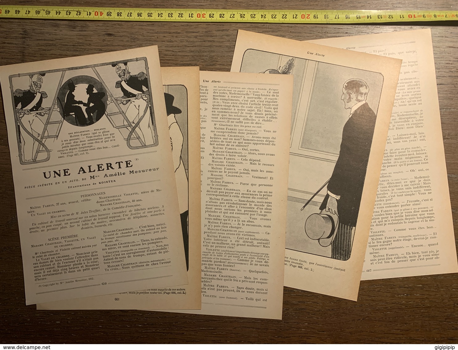 1913 JST PIECE INEDITE UNE ALERTE AMELIE MESUREUR KOISTER - Collections