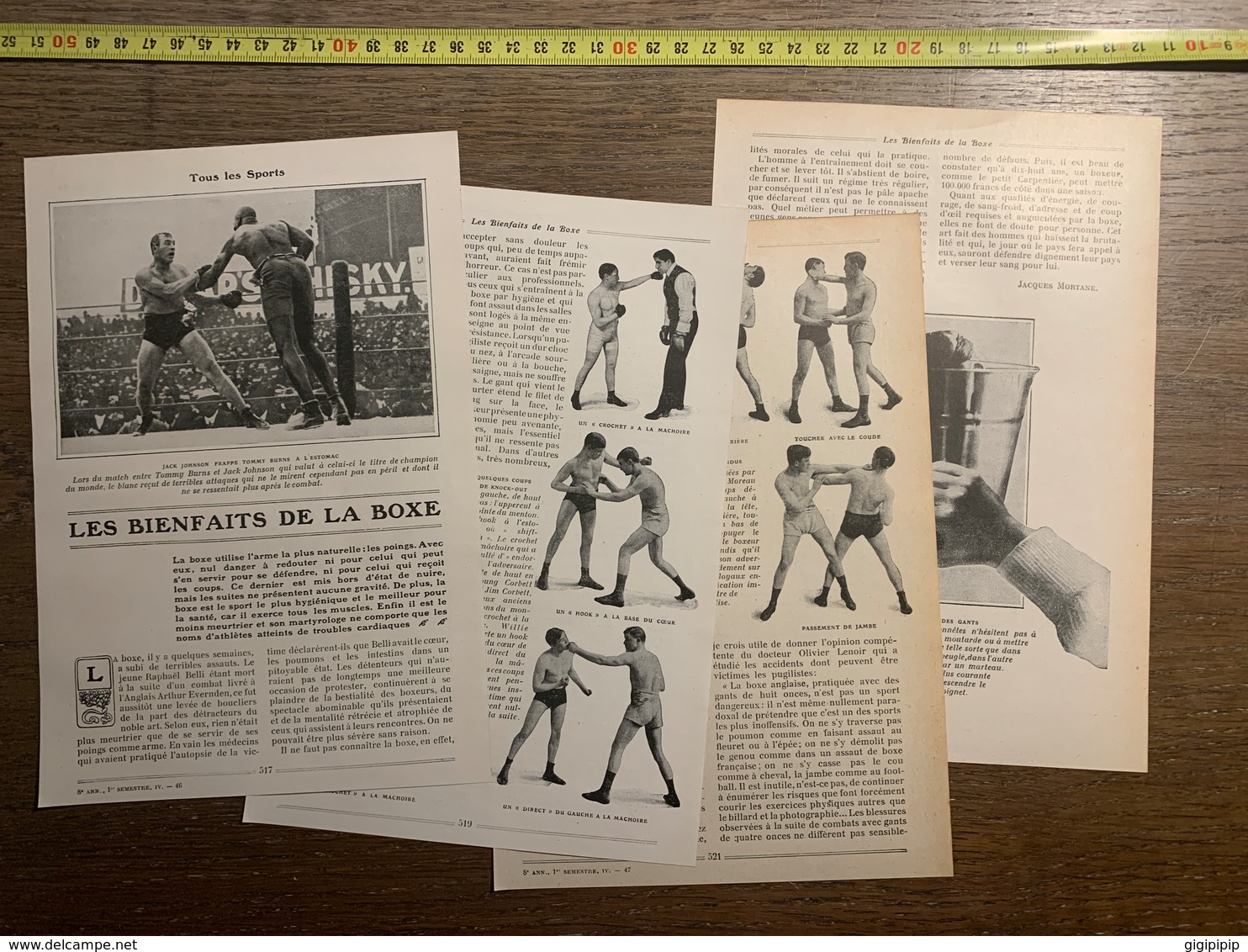 1913 JST LES BIENFAITS DE LA BOXE JACK JOHNSON TOMMY BURNS RAPHAEL BELLI ARTHUR EVERNDEN - Collections