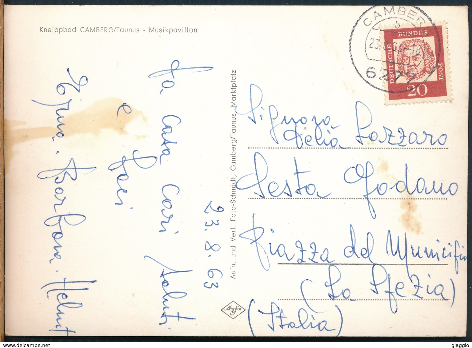 °°° 17308 - GERMANY - KNEIPPBAD CAMBERG/TAUNUS - MUSIKPAVILLON - 1963 With Stamps °°° - Bad Camberg