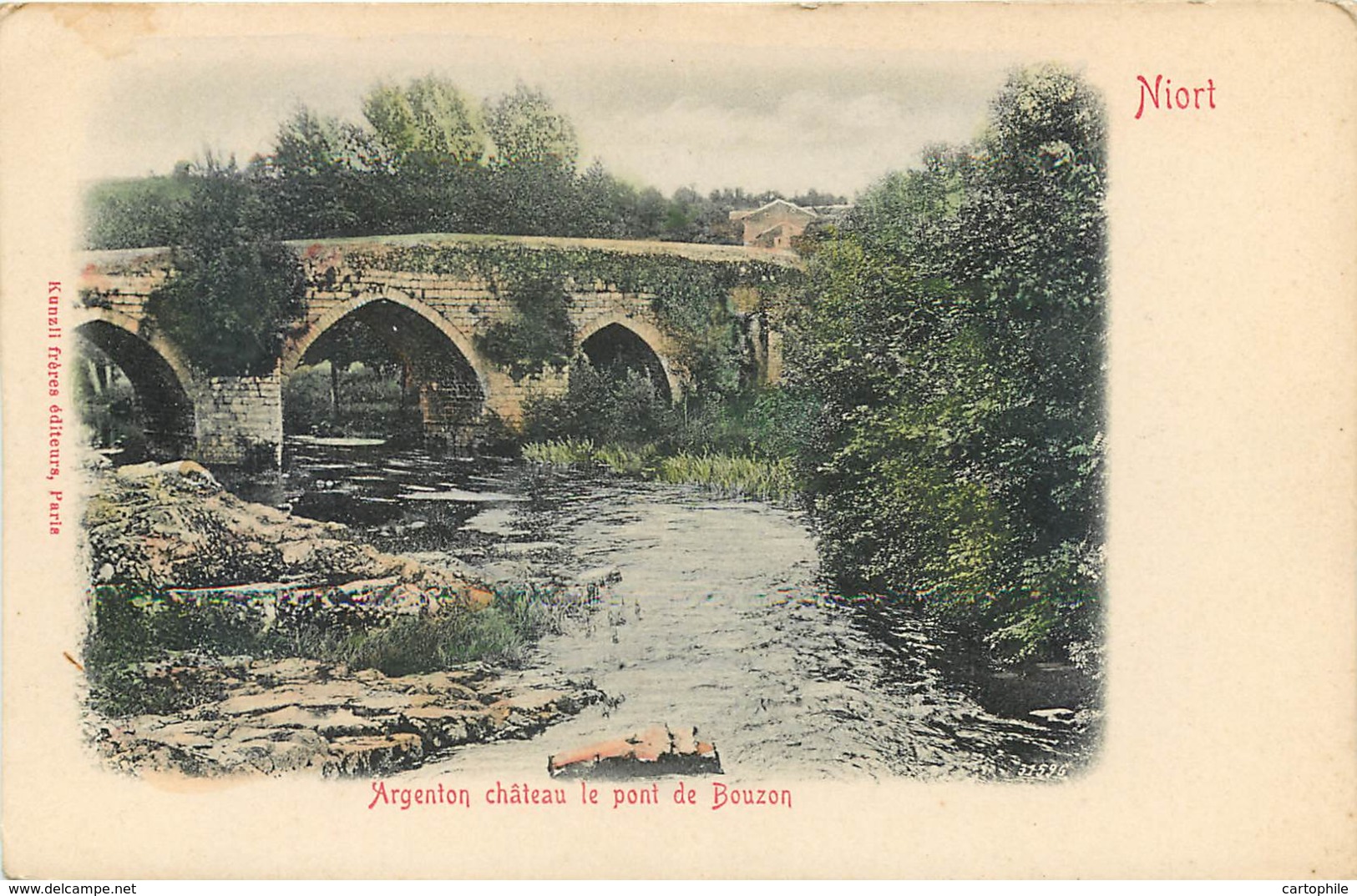 79 - ARGENTON CHATEAU - Le Pont De Bouzon - Belle Carte Couleur Vers 1900  Kunzli - Argenton Chateau